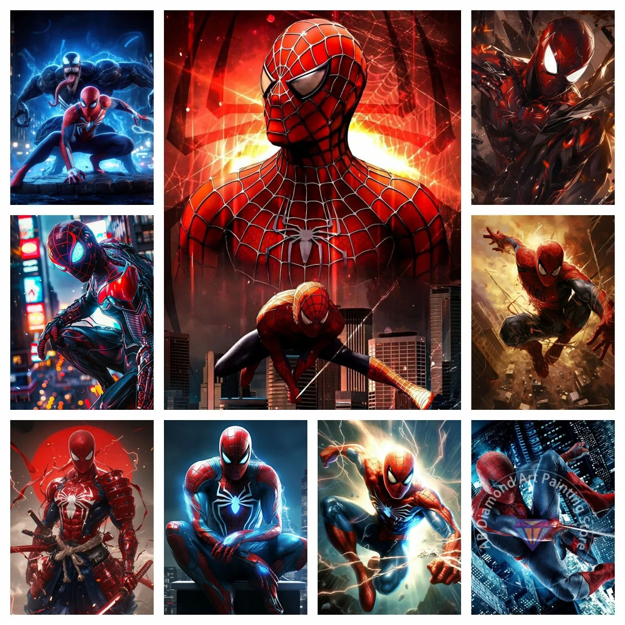 Spider-Man Marvel Superheld 5D DIY Diamant-Malerei-Set Diamant-Stickerei Kreuzstich Handgemachtes Geschenk Handwerk Heimdekoration