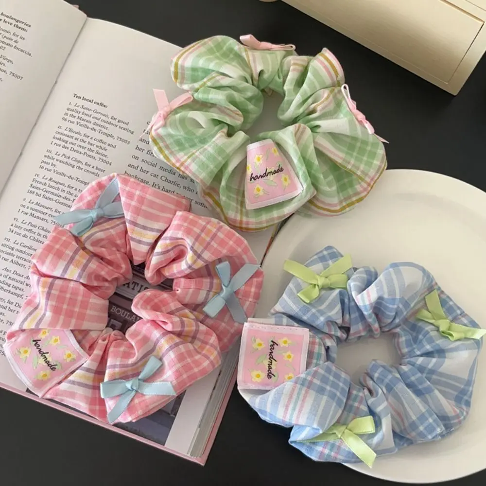 Corda de treliça doce coreana para mulheres, elástico de alta borracha, arco Scrunchies, anel de cabelo, cocar, moda