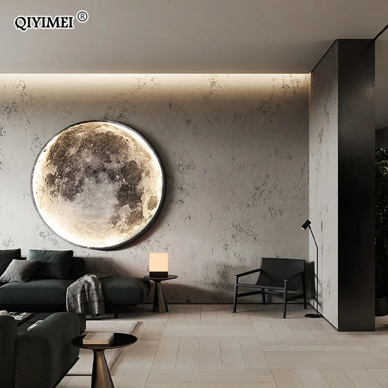 Lámpara de pared de Luna LED moderna, Mural minimalista, iluminación interior para dormitorio, Fondo de pared, sala de estar, luces decorativas de