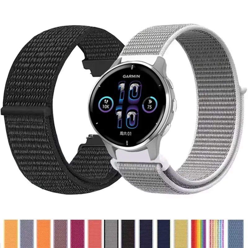 Nylon Loop 20 22mm Watch Strap For Garmin Venu 3 2/SQ 2 Plus Band Forerunner 265 255 165 168 245 Music Vivoactive 4 5 3 Bracelet