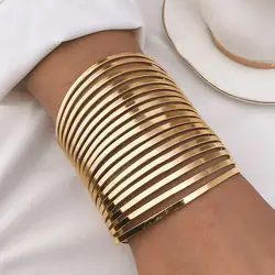 DIEZI Hip Hop Hollow Out Cuff Wide Bangles Vintage Fashion Gold Silver Color Bangle For Women Men Bracelets 2024 New Jewelry