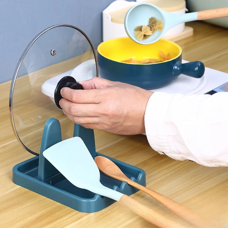Foldable Pot Lid Rack Plastic Spoon Holder Stand Kitchen Organizer for Fork Spatula Rack Pan Cover Shelf Tableware Storage Rack