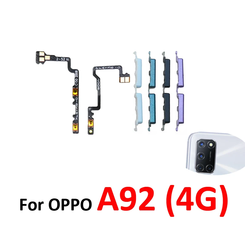 For OPPO A92 4G CPH2059 Phone New Housing Volume Button Up Down Switch Key Internal Power On Off Flex Cable Parts For OPPO A92