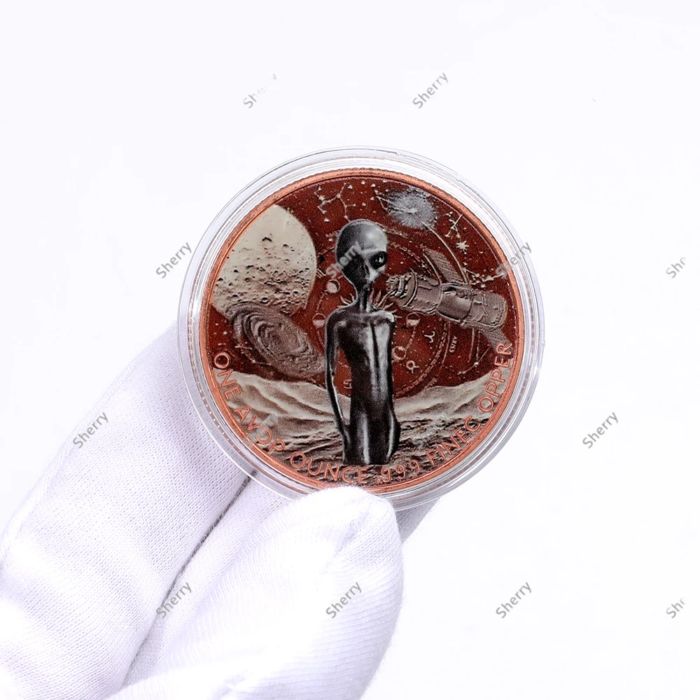 Alien & UFO Space Themed 1 Oz .999 Copper Coin Sci-Fi Collectible Artwork for Collectors