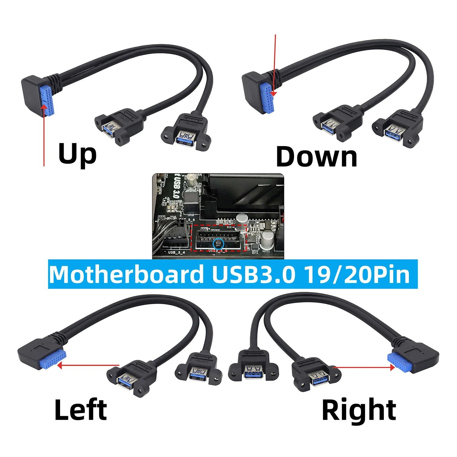 

USB 3.0 Кабель на передней панели Материнская плата 19-контактный/20-контактный разъем на 2 порта USB-разветвитель-адаптер-удлинитель с винтовым отверстием