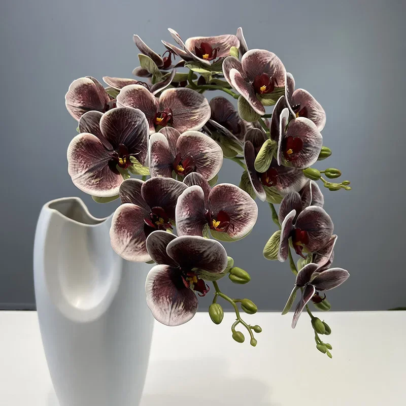 زهور محاكاة بطباعة ثلاثية الأبعاد ، قطن سيليكون ، أوركيد فراشة بيضاء ، نبات أخضر صناعي ، زهرة اصطناعية ، ديكور مطعم
