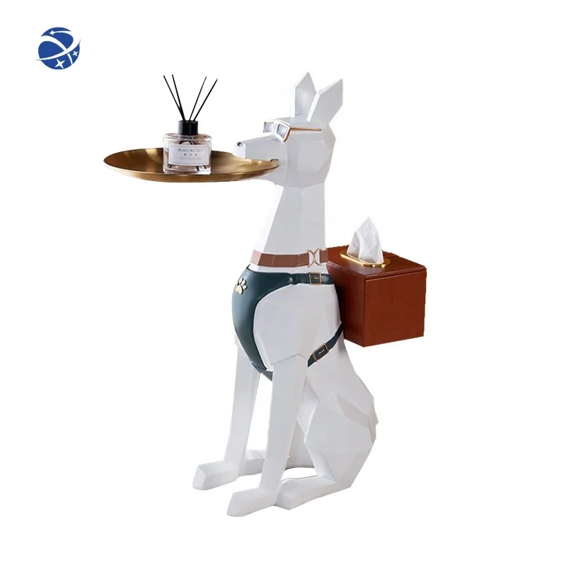 yyhcWholesale custom animal dog figurine decoration gifts crafts doberman statue floor tray storage back bag tissue box resin cr