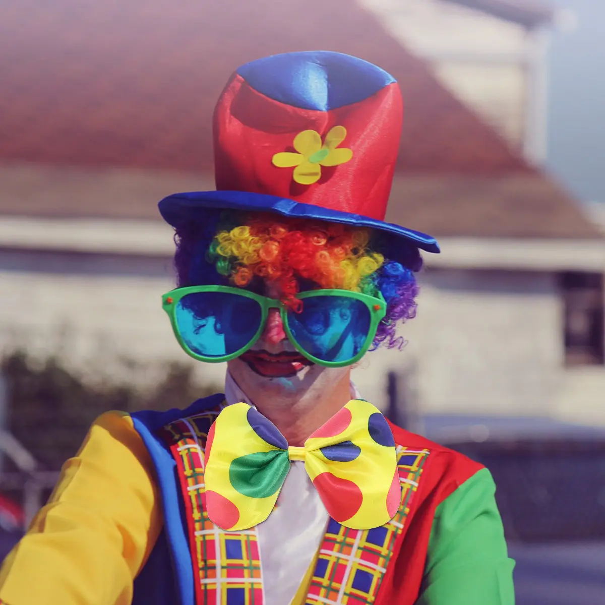 

Разноцветный галстук-бабочка в горошек из атласа, эластичный, для костюма клоуна, аксессуар для вечеринок и праздников на Хэллоуин