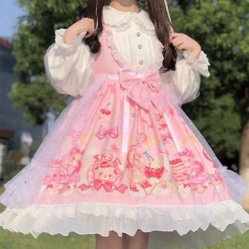 Lolita Kinder schlingen kleid rosa süßes und süßes kawaii Schlingen kleid für Mädchen von 6 bis 14 Jahren tragen hochwertige Produkte