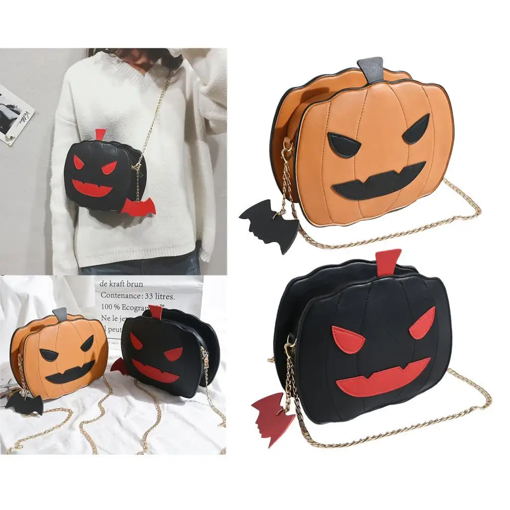 

Сумка с тыквой на Хэллоуин, женская сумка-тоут «Кошелек или жизнь», сумка через плечо «Маленький дьявол», сумка для конфет для девочек