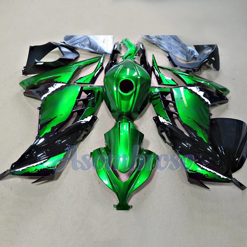 Motorcycle Fairing Kits for Kawasaki Ninja 300 2013 2014 2015 2016 2017 Ninja300R 13-17 Green Black Bodywork Set+Tank Cover