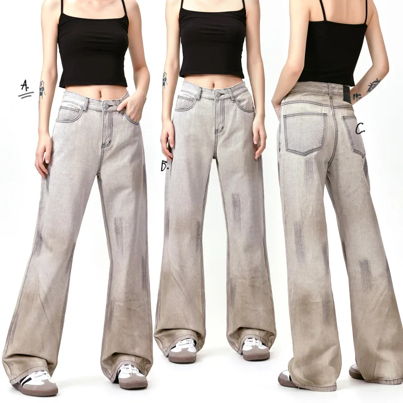 MADE EXTREME Retro Nostalgic Washed Old Hand-polished Bright Line Wasteland Y2k Jeans