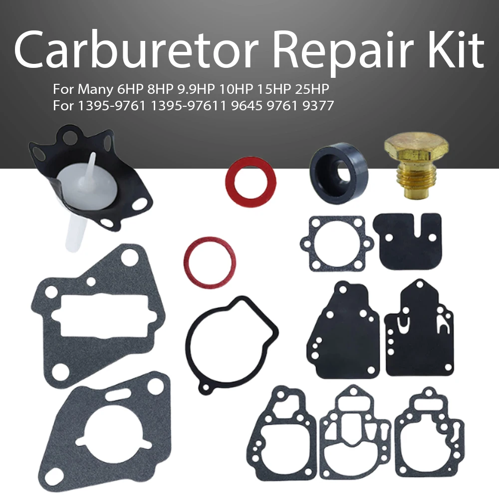 

Mercury Mariner Carburetor Repair Rebuild Kit For Many 6HP 8HP 9.9HP 10HP 15HP 25HP 1395-9761 1395-97611 9645 9761 9377