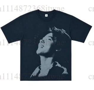 Figure Portrait Print Short Sleeve T‑Shirt Loose Crew Neck Tee Casual Street Style Top