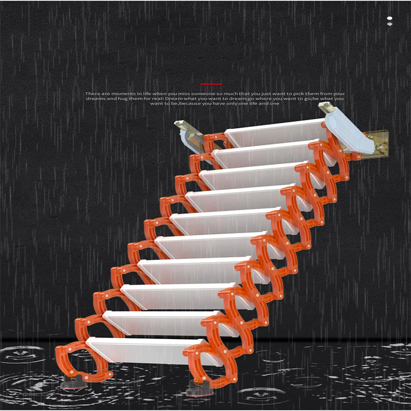 Upturn Type Attic Telescopic Stairs Household Wall Mounted Folding Ladder Retractable Stairs Hidden Ladder 260-500kg 0-3 Meters