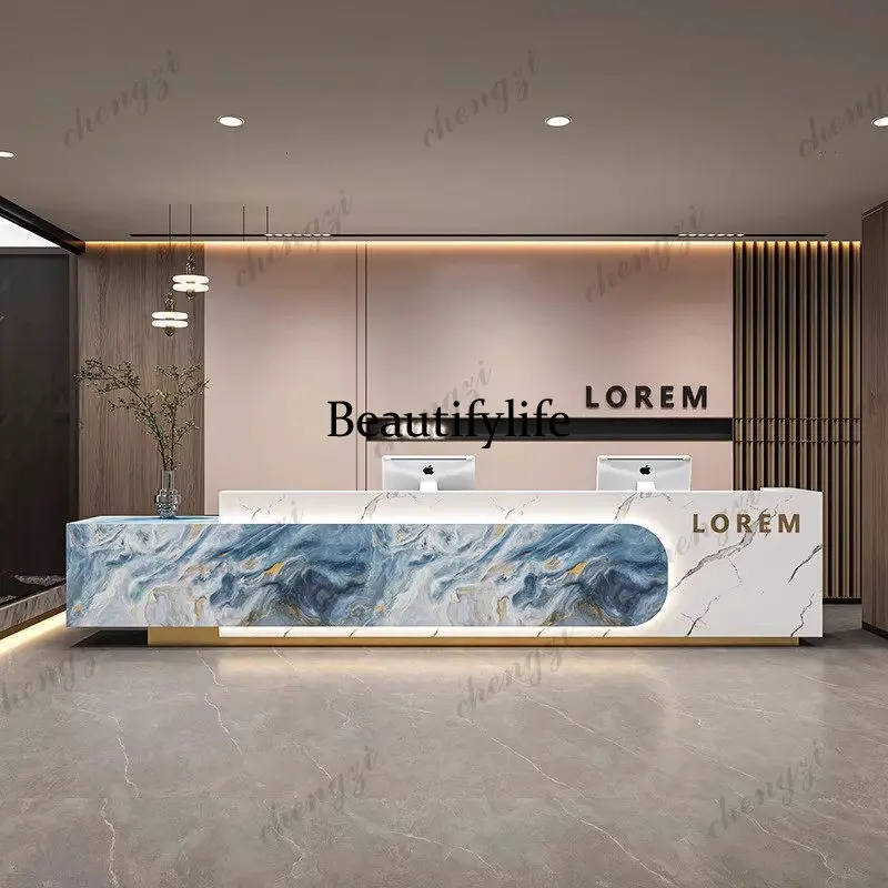 Design Curved Reception Desks Commericial Service Counter Elegant Reception Desks Welcome Front Desk Scrivania Office Furniture