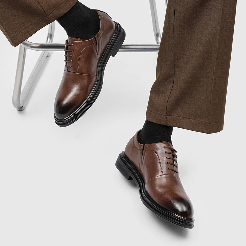 

Мужской костюм, кожаные туфли, джентльменский ретро-кежуал, британский стиль, для свадьбы или вечеринки, черный, коричневый, большие размеры, для взрослых, хит продаж, универсальный