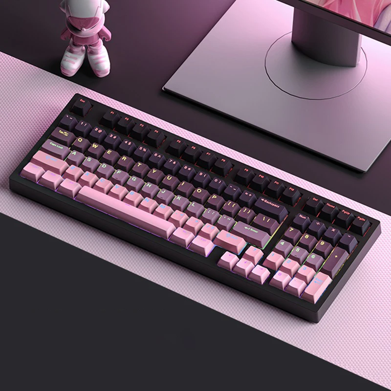 

Gradient Keycaps For Cherry Mx Switch Mechanical Keyboard OEM Profile PBT Keycap Black Pink backlit RGB Gamer ISO Layout Key cap