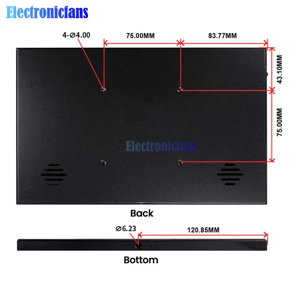 10.1inch LCD Capacitive Touch Screen 1280X800 IPS Display Type-C Interface Dual Channel Stereo Module for Raspberry Pi 3B/4