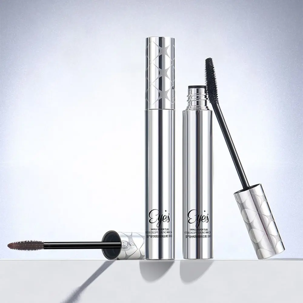 Pennello in fibra strumento per il trucco cosmetici per gli occhi delle donne Lash Lift Extension ciglia ciglia bigodino 4D Volume Mascara Silver Tube Mascara