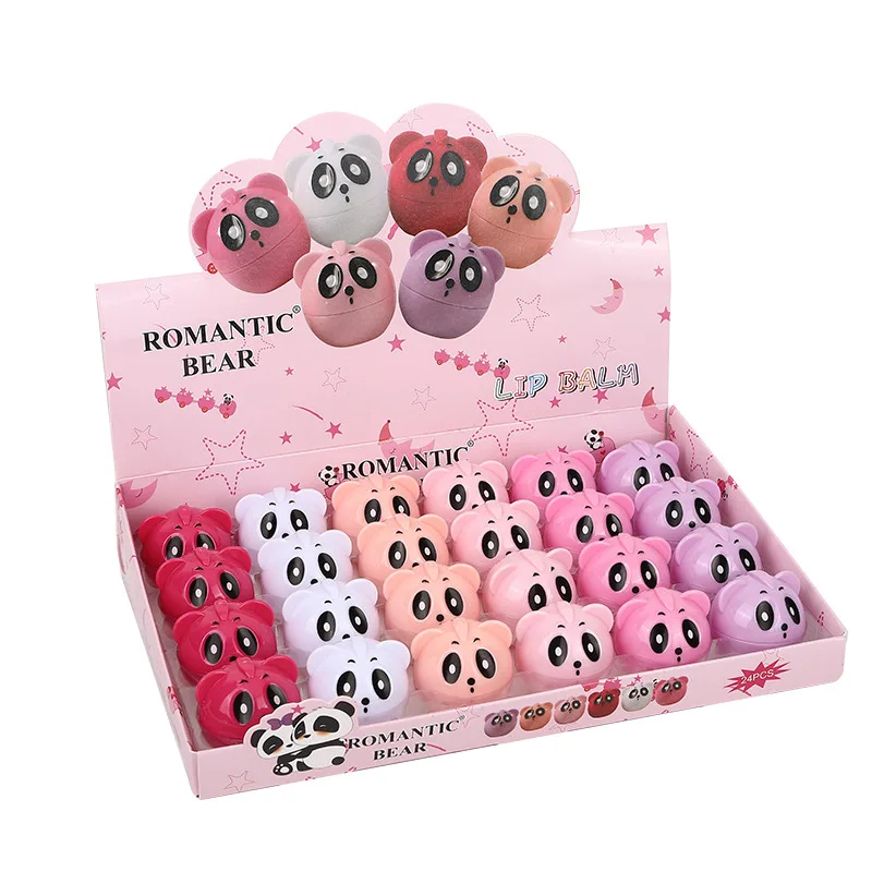 24 Stuks Schattige Panda Lip Blam Set Diepe Hydraterende Hydraterende Helderder Heldere Lippenbalsem Voor Droge Gebarsten Lippen Verzorging