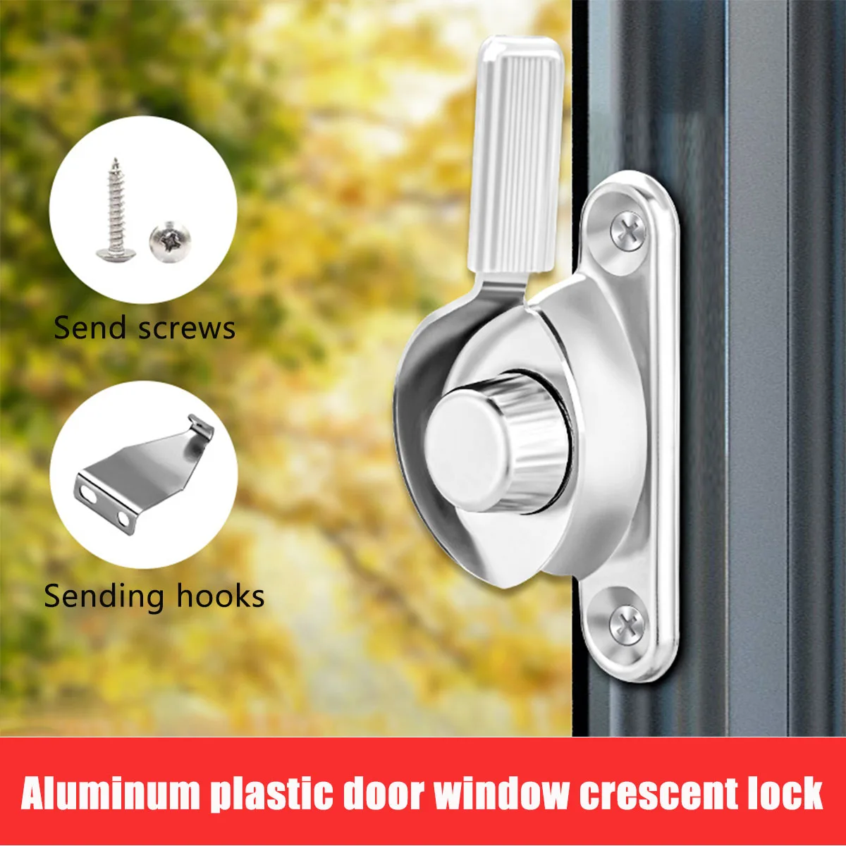 

Crescent Lock for Doors and Windows,Gate Latch Slide Bolt Latches Lock,Safety Double Sided Gate Hardware,Left and Right Silvery