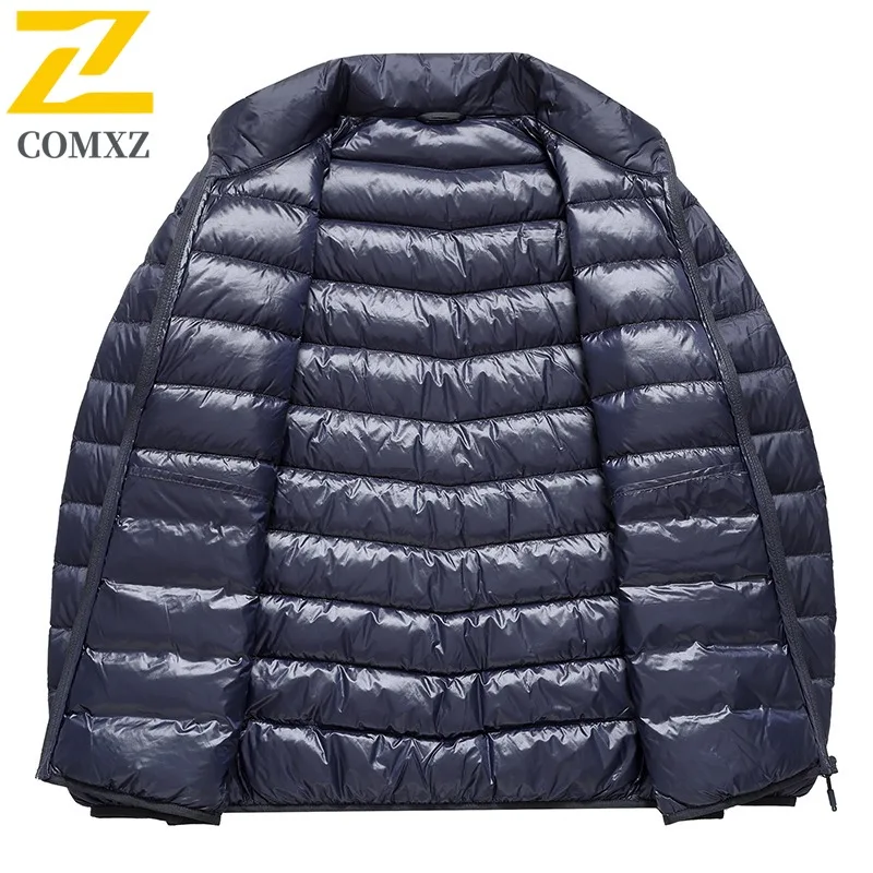 COMXZ Chaqueta corta de plumón informal con cuello levantado para exteriores, Parka de protección contra el frío y la nieve, ropa de invierno a prueba de viento con plumón de pato blanco a la moda