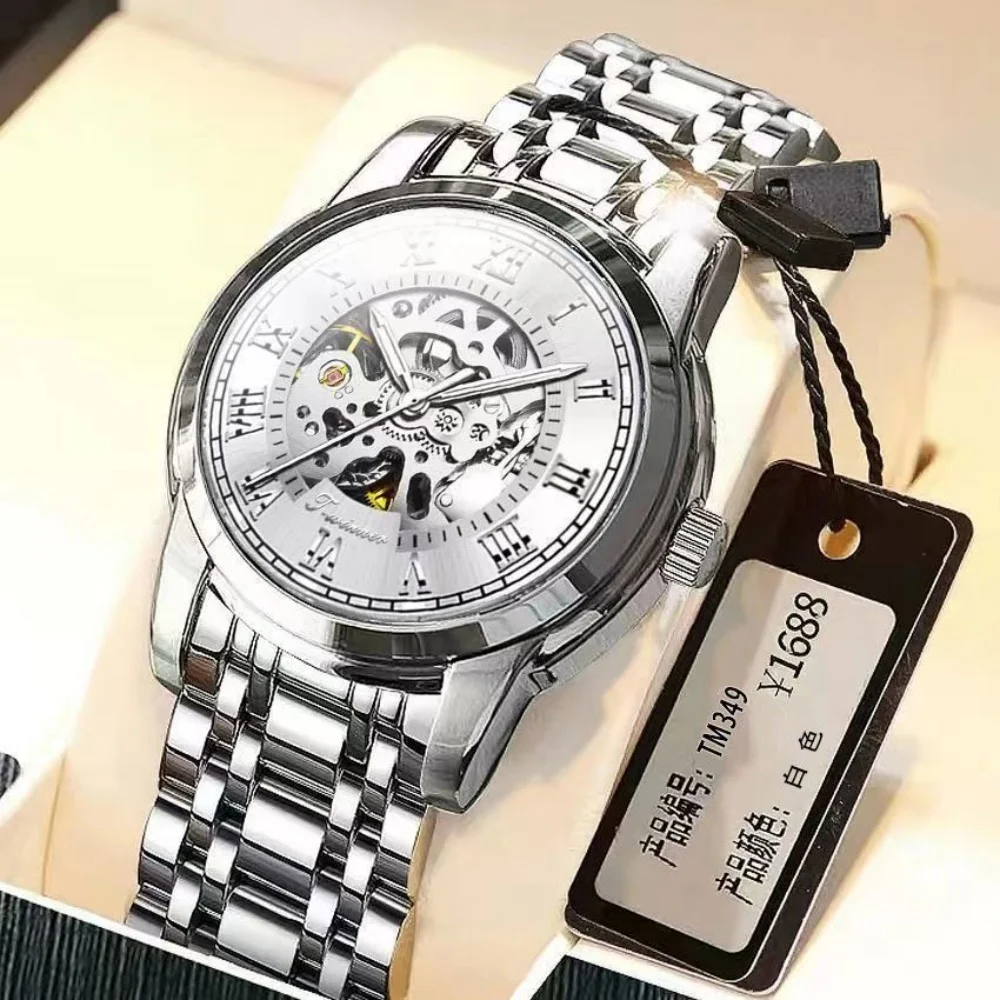 

Новые стеклянные светоотражающие красные элитные роскошные мужские часы, полностью автоматические механические часы, полый дизайн, модные деловые элитные персонализированные мужские часы в уличном стиле, первый выбор подарка, не требуется батарея