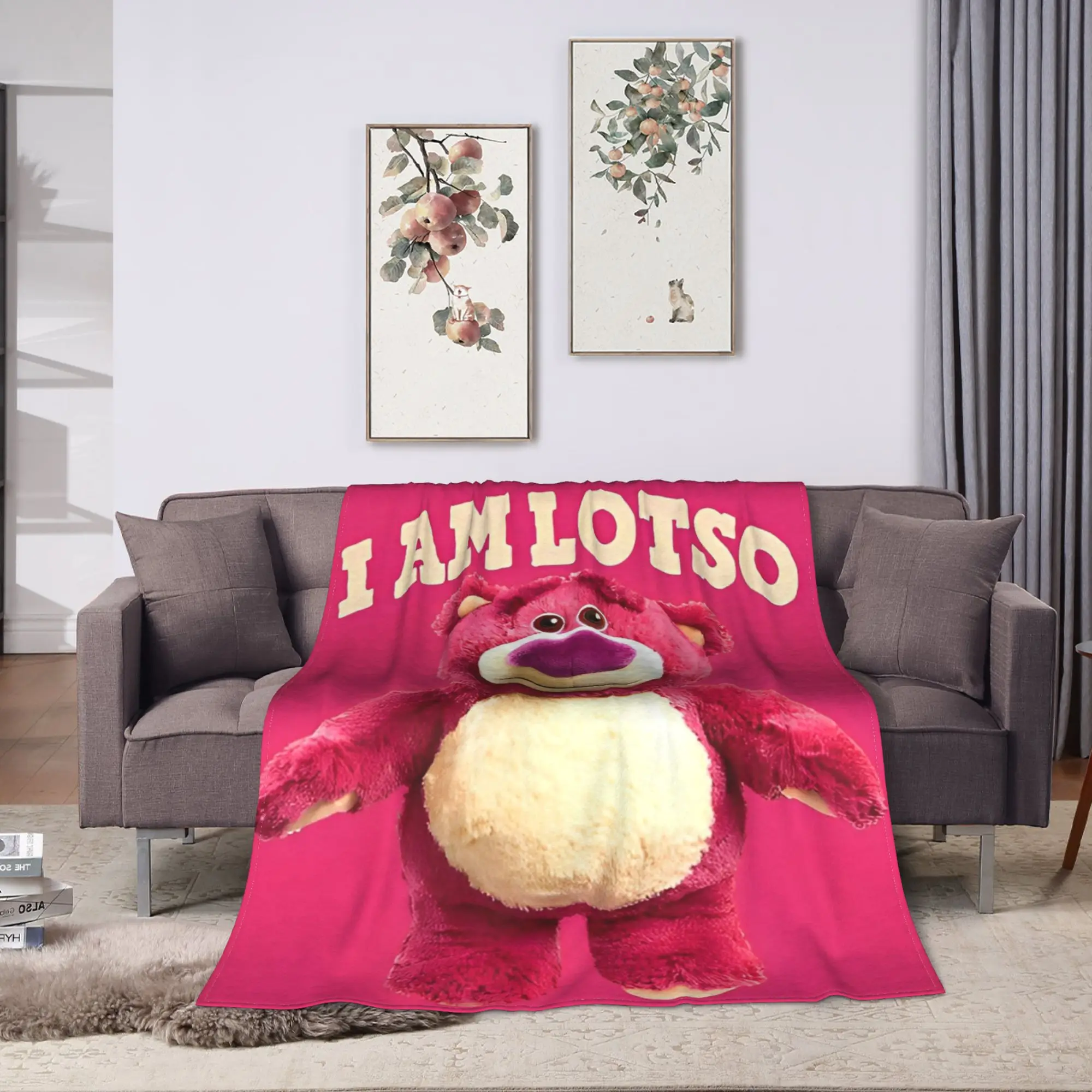 Lotso Cartoon  Blanket  Soft Warm Aesthetic Plush Bedding Throws For Bedroom Picnic Flannel Bedspread Bed Cover