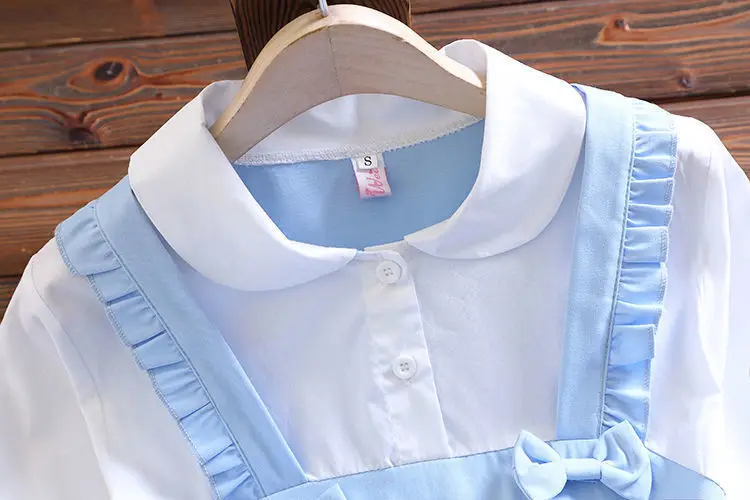 2023 autumn retro Kids Student Dresses Child Clothes Teenager School Uniform Maid Dress bunny Girls Daily Korean 6 9 12 14 year