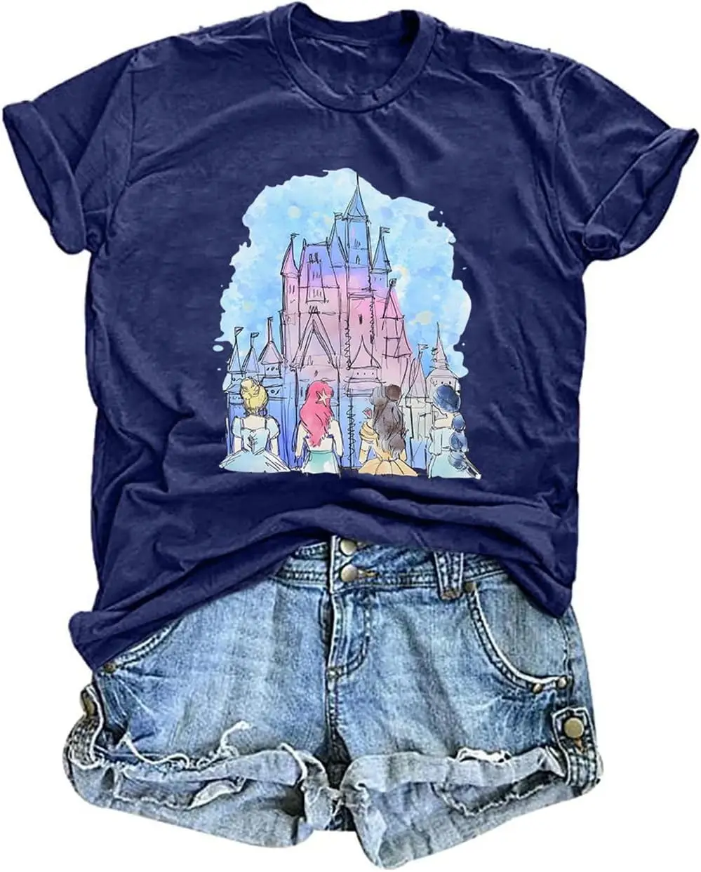 Magic Kingdom Shirts Castle T Shirts for Women Princess Castle Shirt Funny Vacation Trip Tee Casual Holiday Top