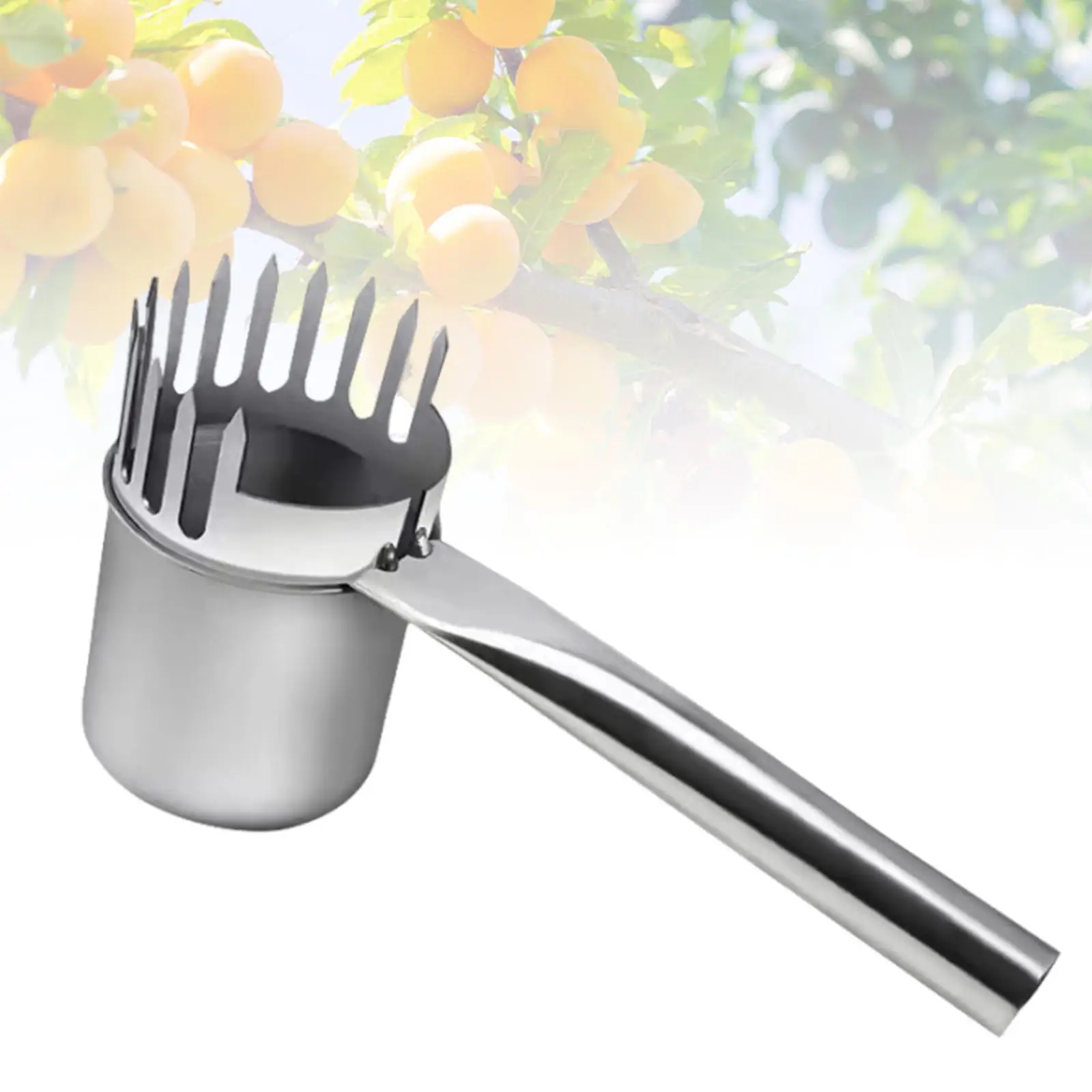 Fruit Picker Stainless Steel Fruits Catcher Agricultural Tool Fruit Collecting Jujube Picker Fruit Collector for Park Farm Nuts