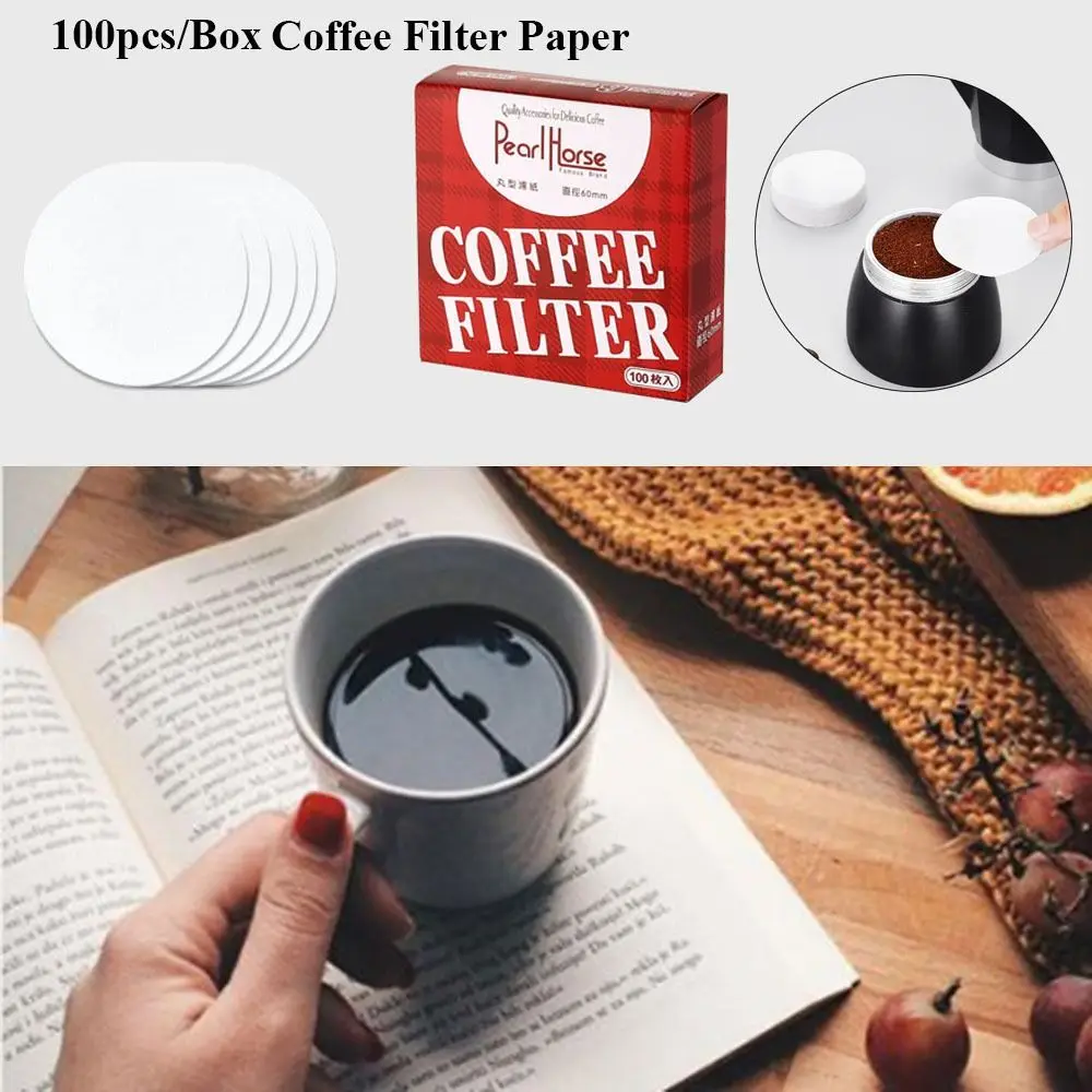 100pcs/Box New 56mm/60mm/68mm Coffee Filter Paper White Powder Bowl Filter Secondary Filter Paper Coffee Filter