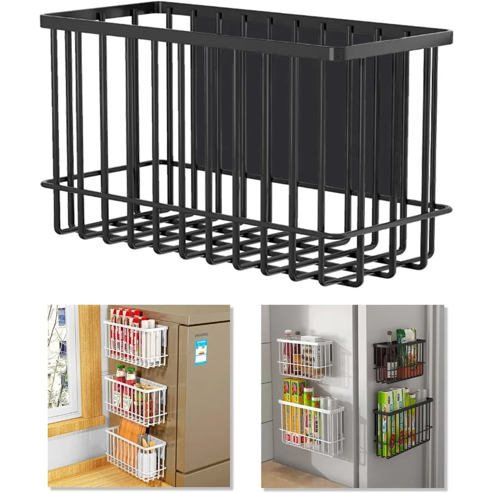 Cesta de Almacenamiento Adhesiva para Cocina Sin Taladro, Organizador Lateral para Refrigerador con Adhesivo Trasero para Bolsas Ziplock, Especias y Frutas