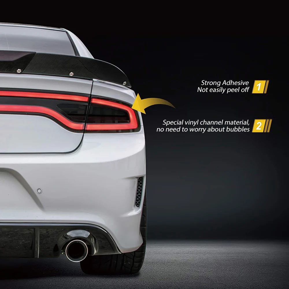 For Dodge Charger 2015 2016 2017 2018 2019 2020 2021 2022 Car Rear Tail Light Sticker Films Smoked Vinyl Precut Tint Overlay
