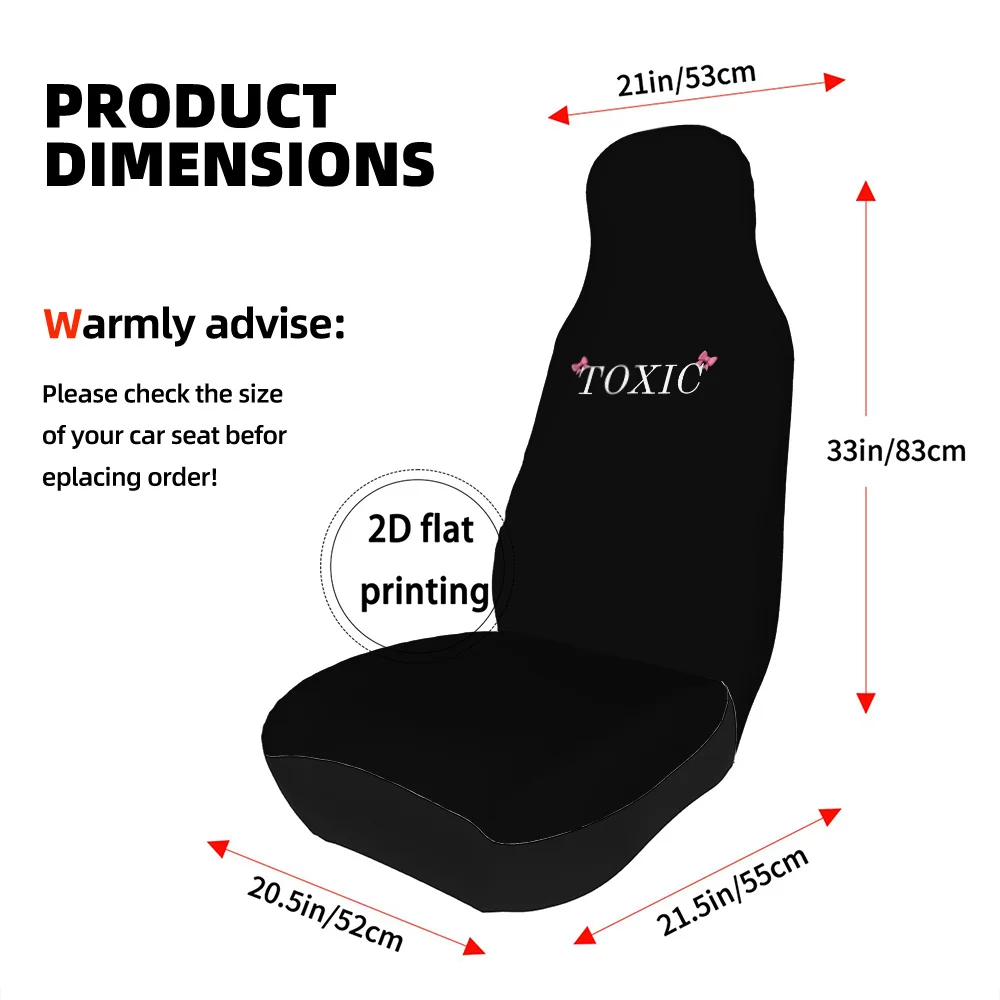 Front Row Car Seat Covers - Durable, Stylish Minimalist Design With "TOXIC" Print, Fit For Most Car Models, Machine Washable, No