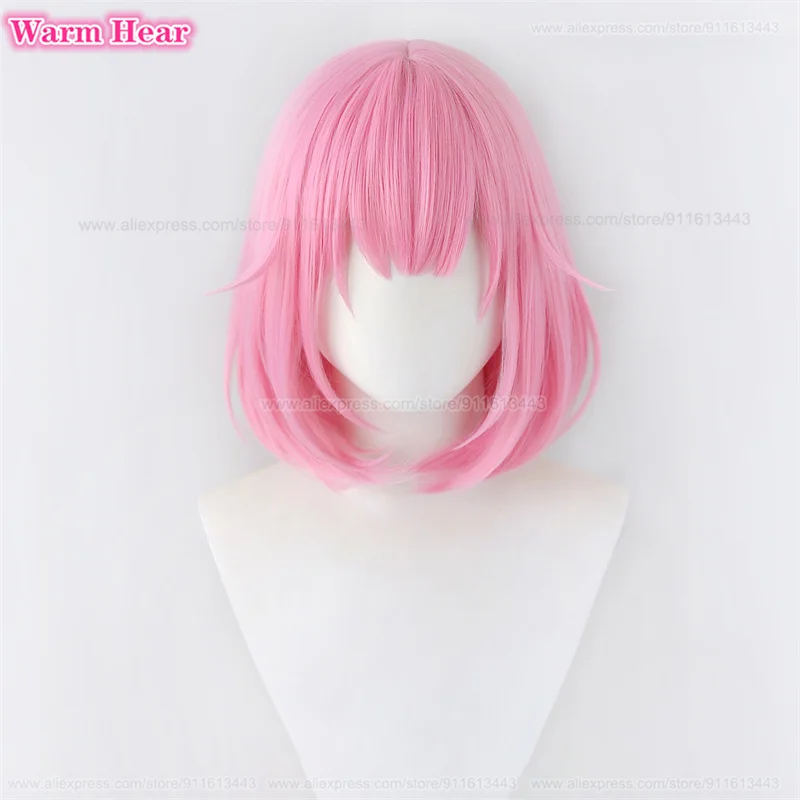 Anime Ootori Emu Synthetic Cosplay Wig Short 34cm Dark Pink Cute Wig Emu Heat Resistant Hair Halloween Party Wigs + Free Wig Cap