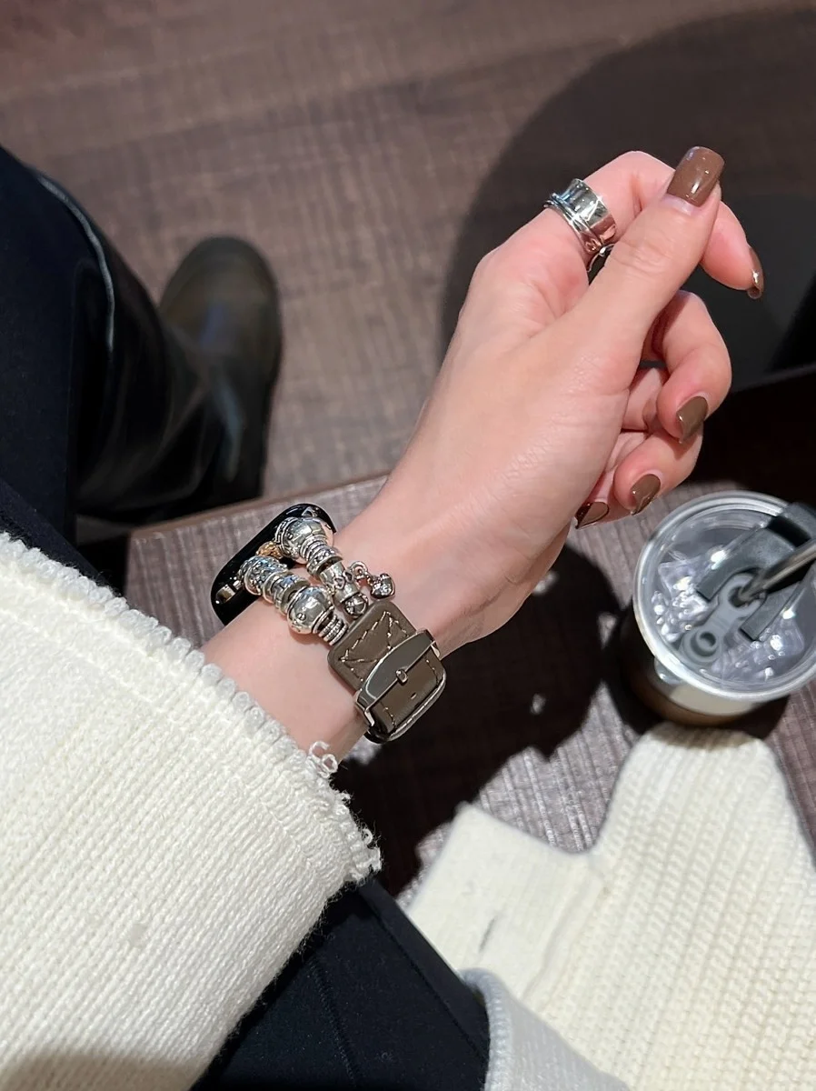 

Chinese classical bead leather compatible iWatch strap 38mm 40mm 41mm 42mm 44mm 45mm 49mm fashionable strap