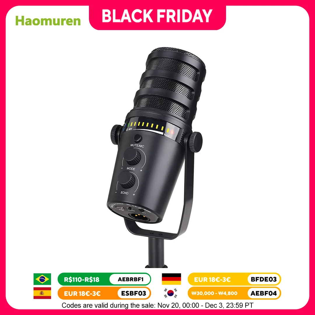 

Haomuren Professional Dynamic Microphone,USB XLR Podcast PC Microphone for Recording Streaming Gaming Vocals Laptop Desktop MU7