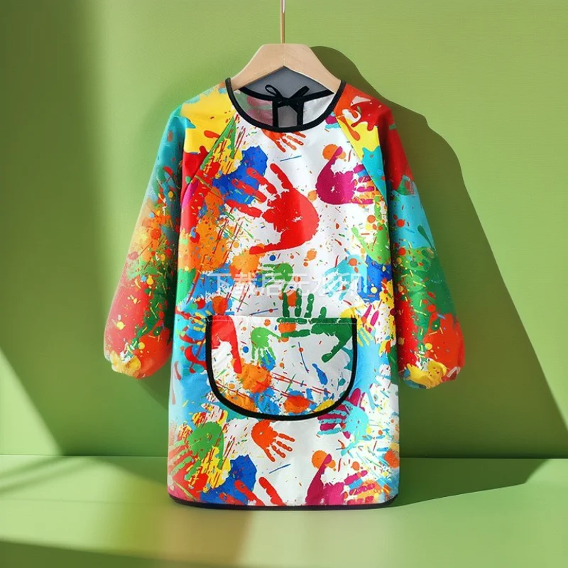 Children Painting Smock Aprons Waterproof Long Sleeve Painting Apron For Kids Artistic Sense Kids Art Uniform For Drawing Eating