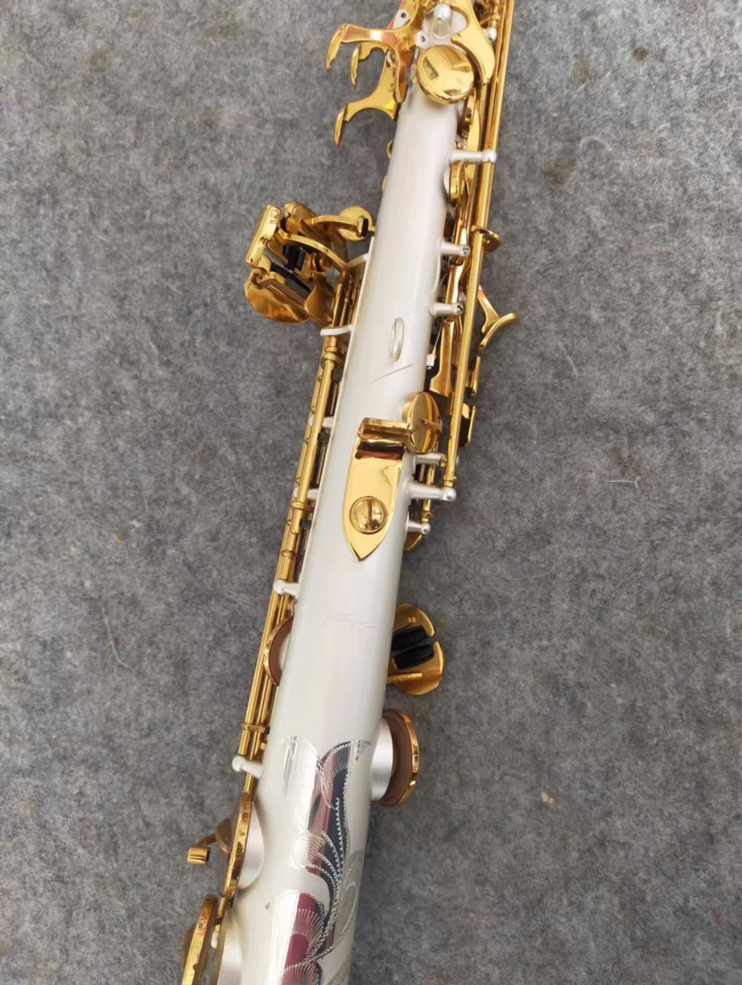 Japan S-W01 Original 1 :1 key type Soprano Saxophone frosted Silver Plated Gold Lacquer Key Straight Pipe Bb Brass Sax instrumen