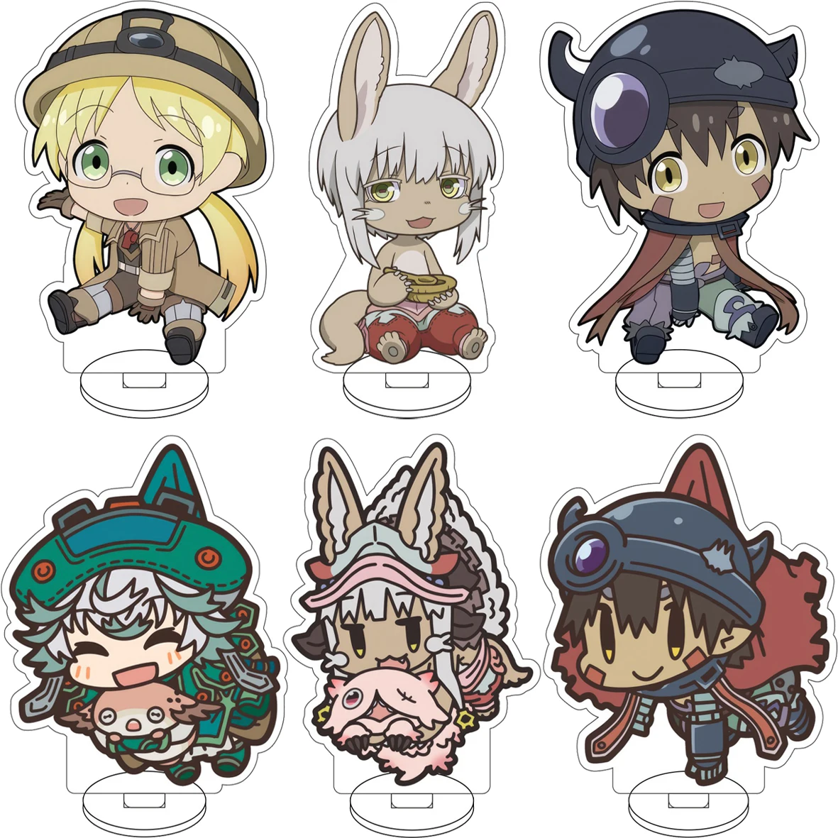 

10CM Anime ‌Made in Abyss‌ Cos Reg Nanachi Riko Prushka Figure Acrylic Stand Cute Ornaments Chrismas Gifts