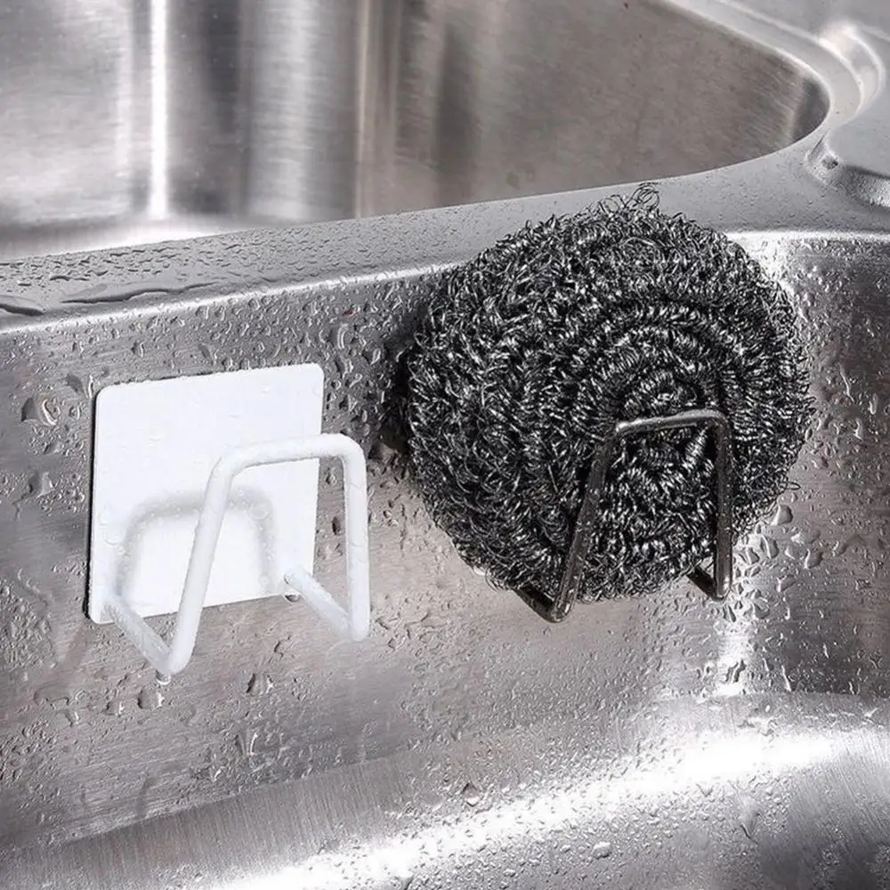 Sponges Holder Kitchen Sink Drain Drying Stainless Steel Rack Self Adhesive Sink Kitchen Hook Hanger Accessor Storage Organizer