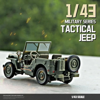 JEEP WILLYS – véhicule militaire Miniature en alliage de Zinc, voiture jouet, roues gratuites, Collection en métal moulé sous pression, cadeau pour enfants, 1/43