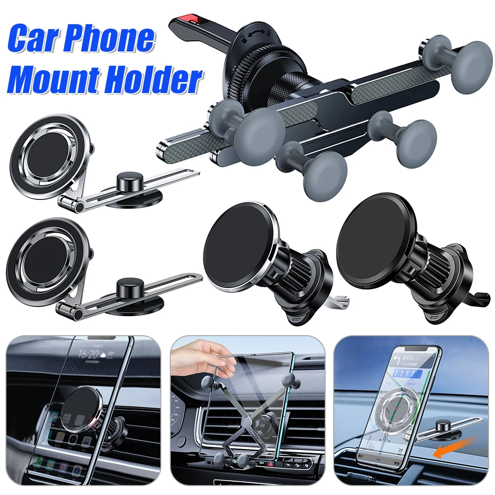 Car Phone Holder For Samsung Galaxy Z Fold 5/iPhone/iPad Gravity Air Vent Car Mount Telescopic Large Screen Folded Phone Mout