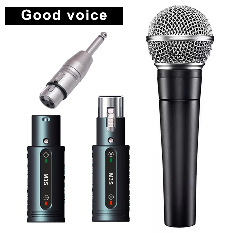 

Wireless XLR Microphone Transmitter Receiver 2.4GHz plug-in wireless microphone adapter for dynamic microphone audio mixers Mic