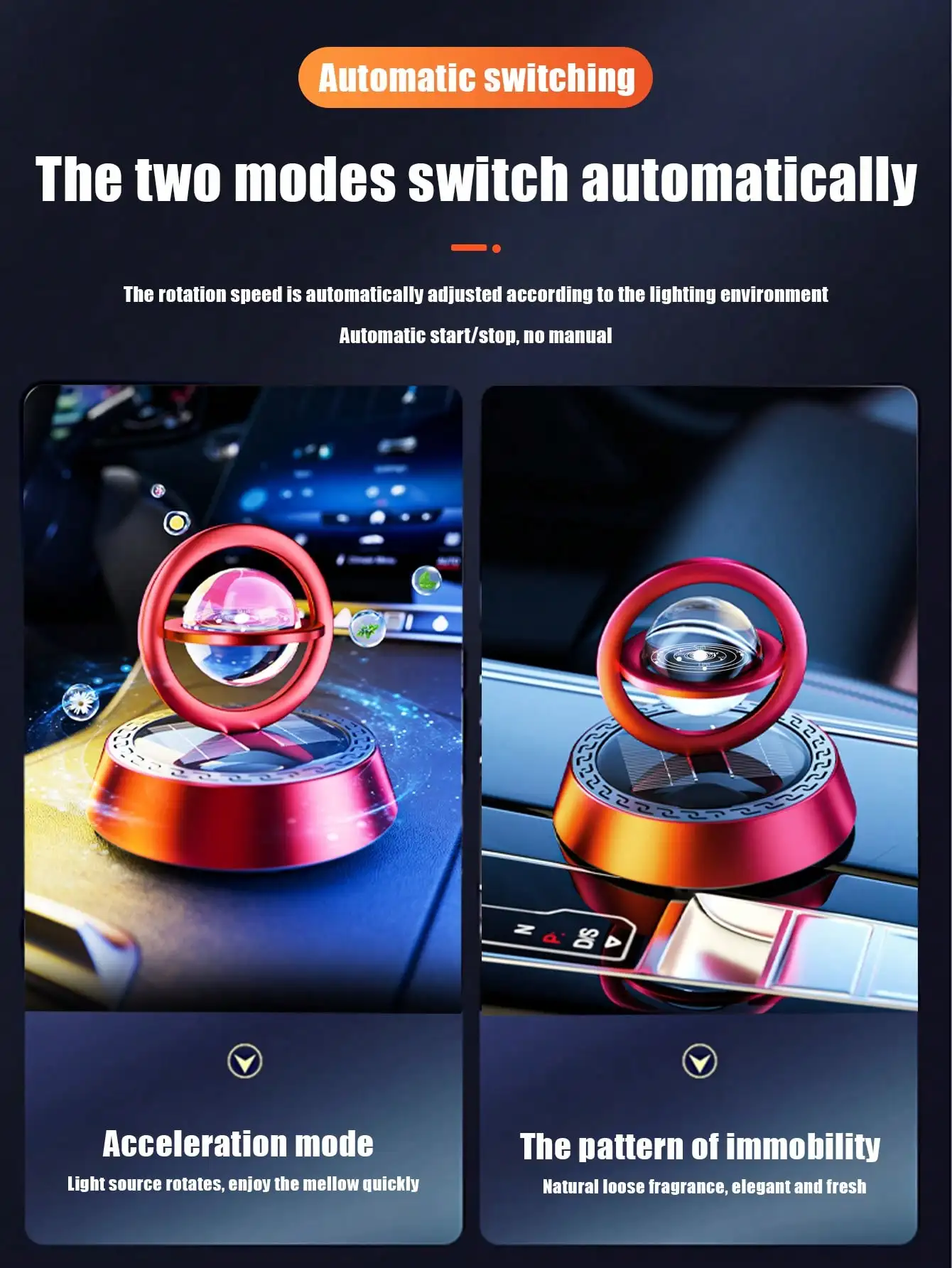 1Pc Car Diffuser Solar Rotating Ornament Perfume Aluminum Alloy Interstellar Floating Car Perfume Ornament Car perfume