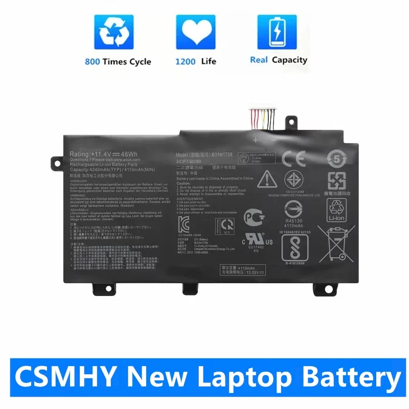 CSMHY B31N1726 Аккумулятор для ноутбука Asus TUF Gaming FX504 FX86 FX80GM FX505GE FX505DT FX80GE PX505GE PX505GD FX505GM FX80G A41LK9H