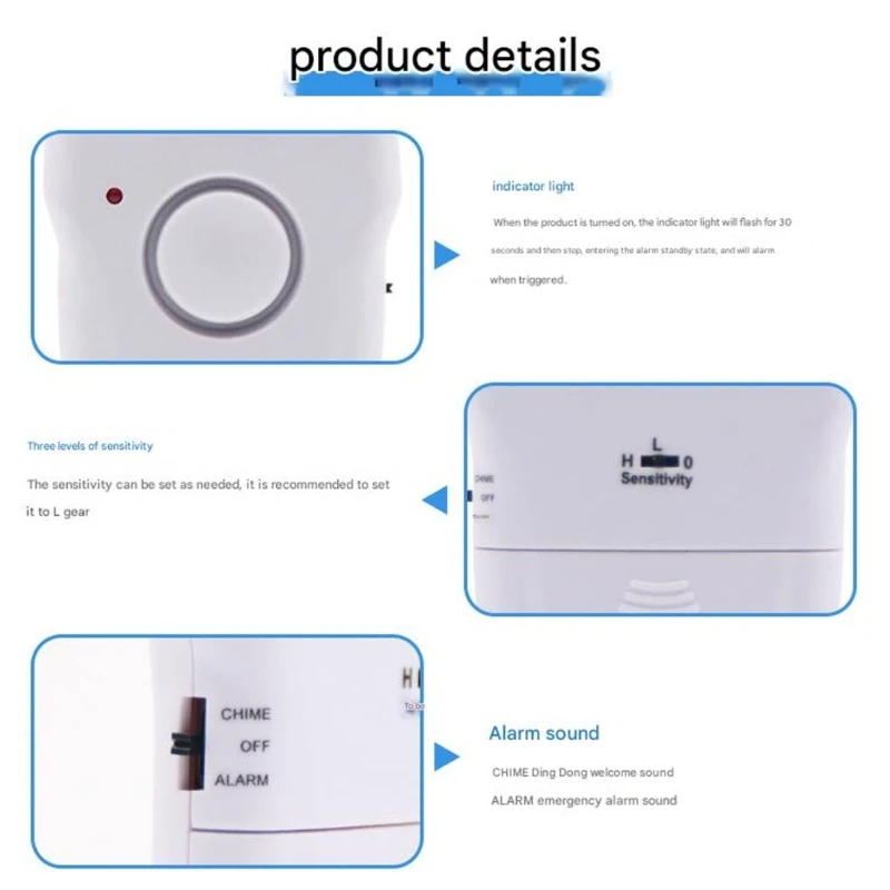 ワイヤレスドアウィンドウ警報センサー 120dB 大音量サイレンタッチ振動警報 3 つの調整可能なモード シンプルなセットアップ F19E