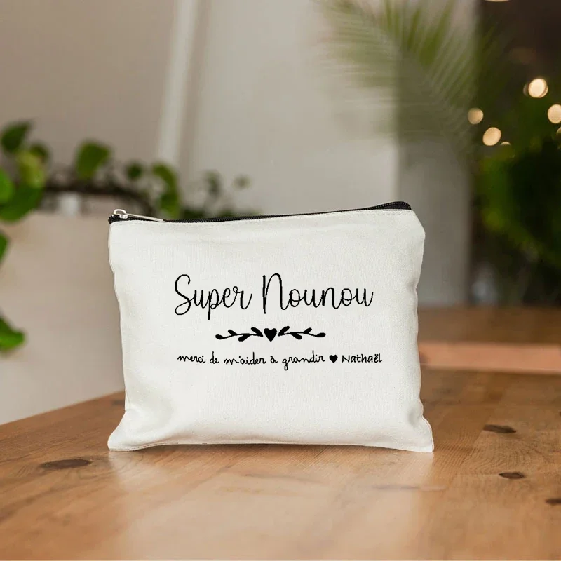 Super nounou francouzský potištěné ženy plátna kosmetický líčení pytle cestovní toiletry pouch škola tužka pouzdro zásoby organizátor